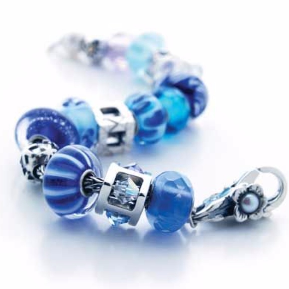 🍒 5PC DARK BLUE BEAD CHARMS HEART KEY NECKLACE NAVY WIDE HOLE SPARKLE DIAMOND - Picture 6 of 7